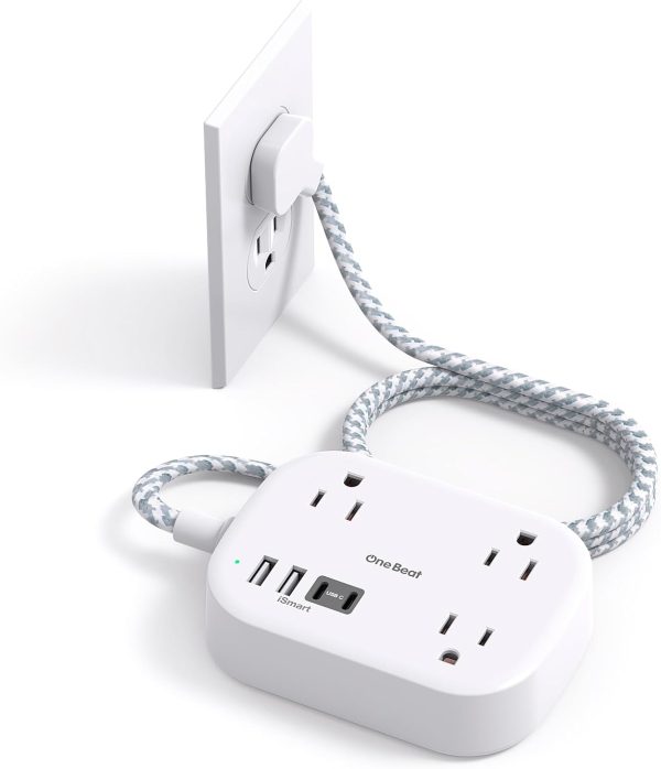 Cruise Ship Essentials, Travel Power Strip with USB C, Flat Plug Extension Cord ... - Image 2
