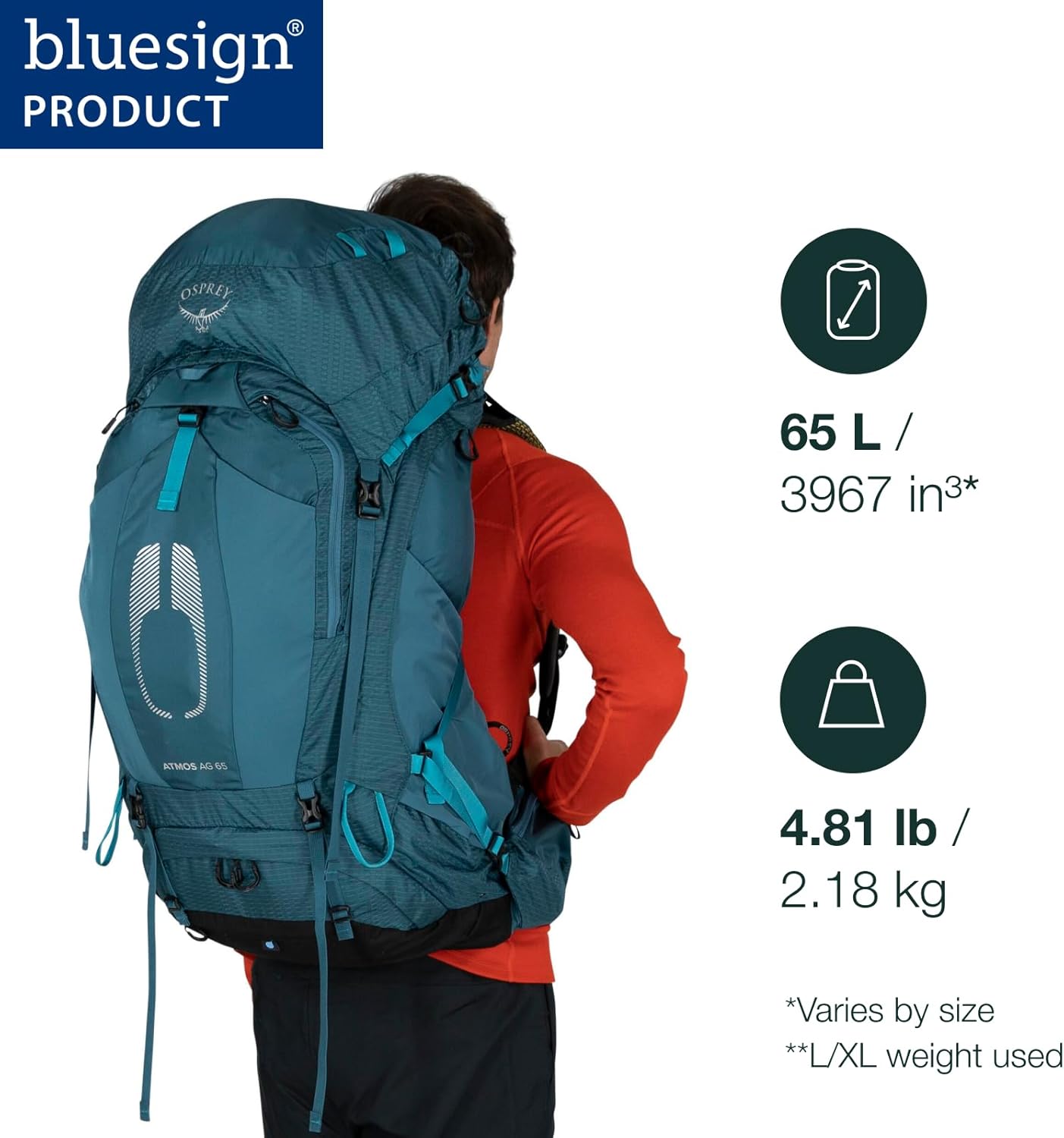 Osprey Atmos AG 65L Men's Backpacking Backpack, Black, L/XL 3 Osprey Atmos AG 65L Men's Backpacking Backpack, Black, L/XL - Image 3
