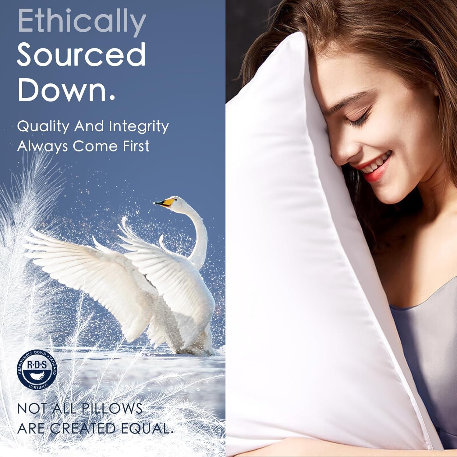 Luxury Canadian White Goose Down Pillow Queen - 900+ Fill Power, Soft Down Pillo... 3 Luxury Canadian White Goose Down Pillow Queen - 900+ Fill Power, Soft Down Pillo... - Image 3