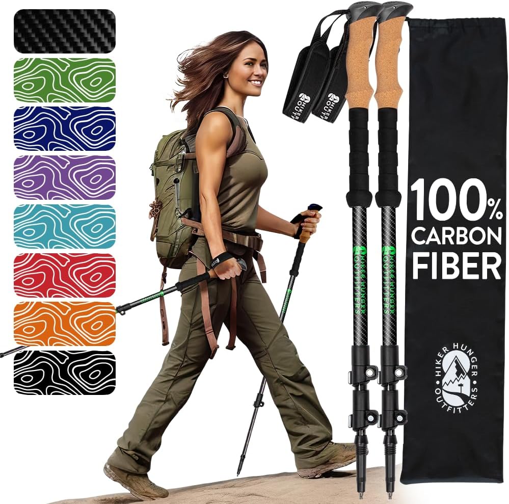 100% Carbon Fiber Trekking Poles by USA Brand - Ultra Strong Lightweight Collaps... 2 100% Carbon Fiber Trekking Poles by USA Brand - Ultra Strong Lightweight Collaps... - Image 2