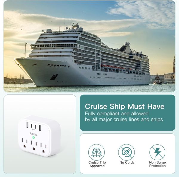 Cruise Ship Essentials - Cruise Approved Power Strip Non Surge Protector, Travel... - Image 3