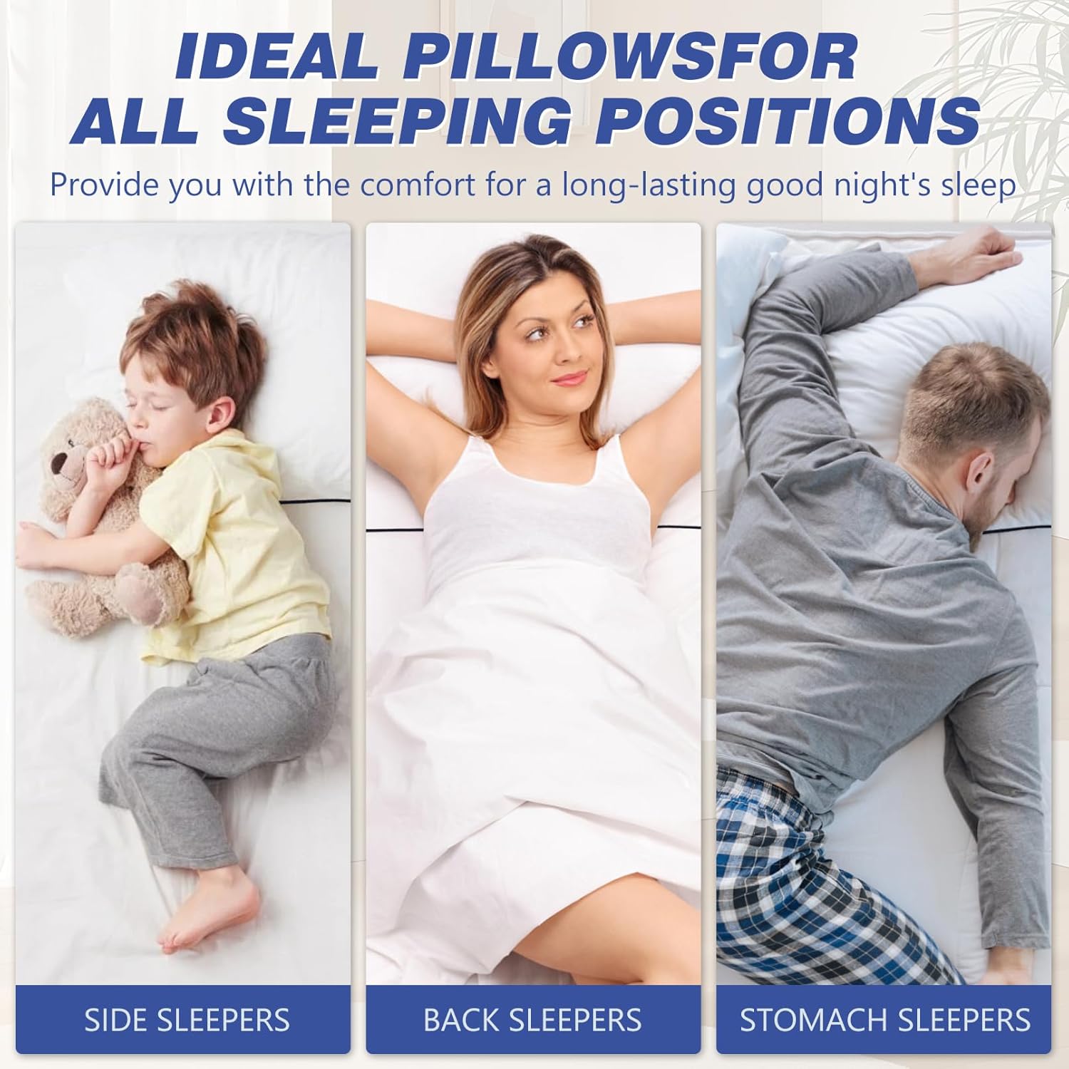 Hotel Collection Bed Pillows for Sleeping 2 Pack Queen Size Cooling Pillows Set ... 3 Hotel Collection Bed Pillows for Sleeping 2 Pack Queen Size Cooling Pillows Set ... - Image 3