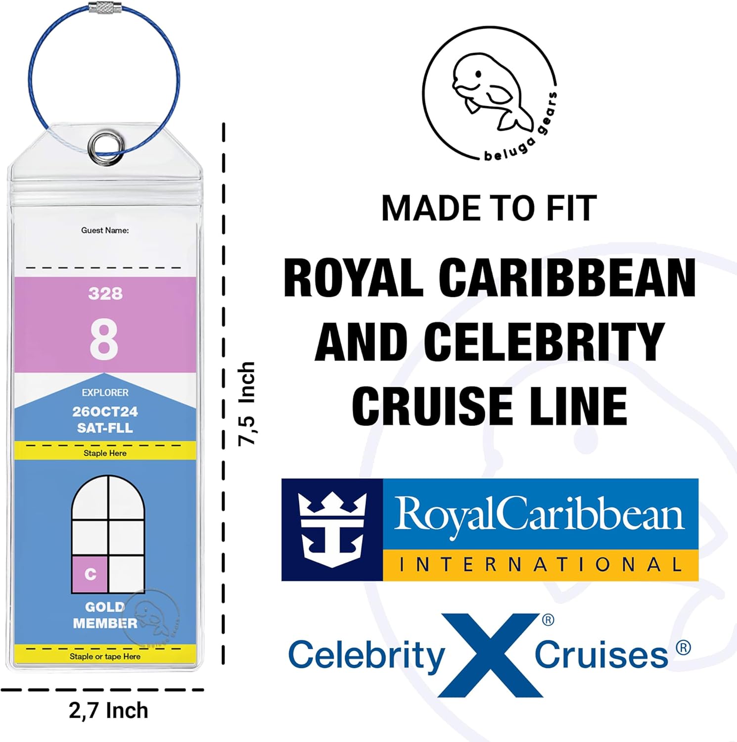 Cruise Luggage Tag Holders for Royal Caribbean and Celebrity Cruise Lines (Set o... 3 Cruise Luggage Tag Holders for Royal Caribbean and Celebrity Cruise Lines (Set o... - Image 3