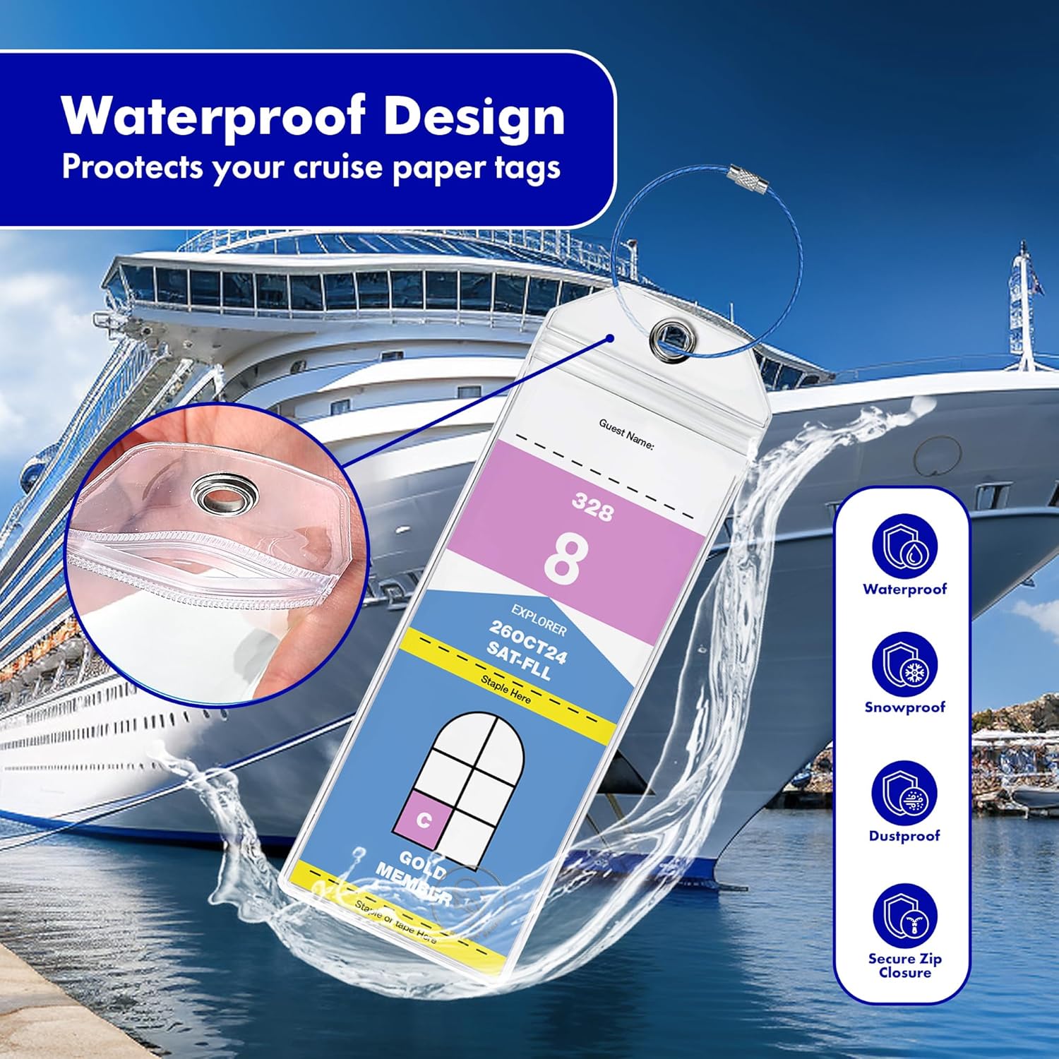 Cruise Luggage Tag Holders for Royal Caribbean and Celebrity Cruise Lines (Set o... 4 Cruise Luggage Tag Holders for Royal Caribbean and Celebrity Cruise Lines (Set o... - Image 4