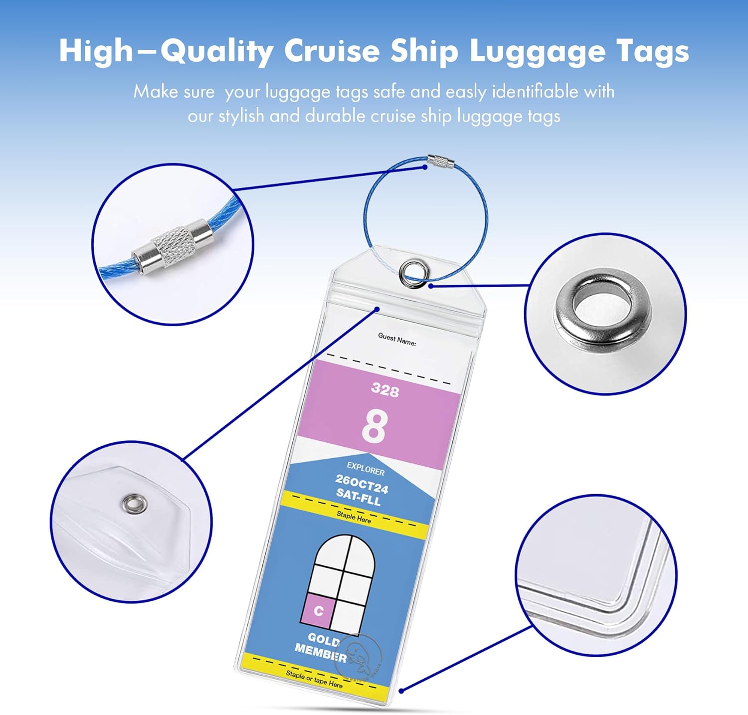 Cruise Luggage Tag Holders for Royal Caribbean and Celebrity Cruise Lines (Set o... 5 Cruise Luggage Tag Holders for Royal Caribbean and Celebrity Cruise Lines (Set o... - Image 5