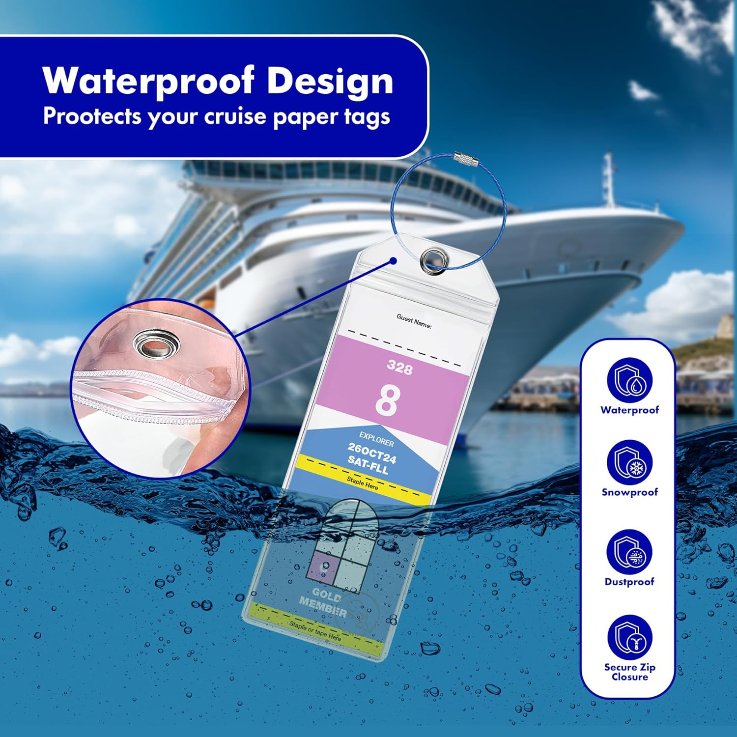 Cruise Luggage Tag Holders for Royal Caribbean and Celebrity Cruise Lines (Set o... 9 Cruise Luggage Tag Holders for Royal Caribbean and Celebrity Cruise Lines (Set o... - Image 10