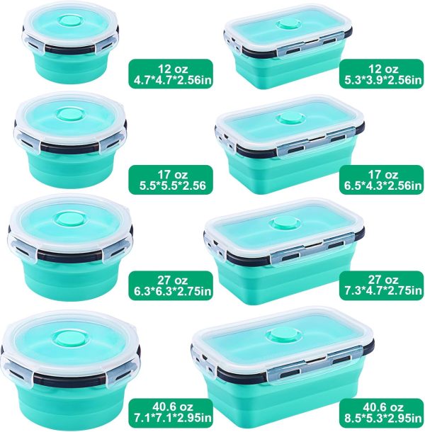 8 Pack Collapsible Food Storage Containers With Lids, Collapsible Storage Contai... - Image 4