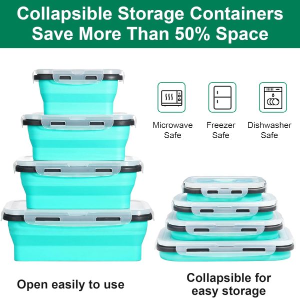 8 Pack Collapsible Food Storage Containers With Lids, Collapsible Storage Contai... - Image 5