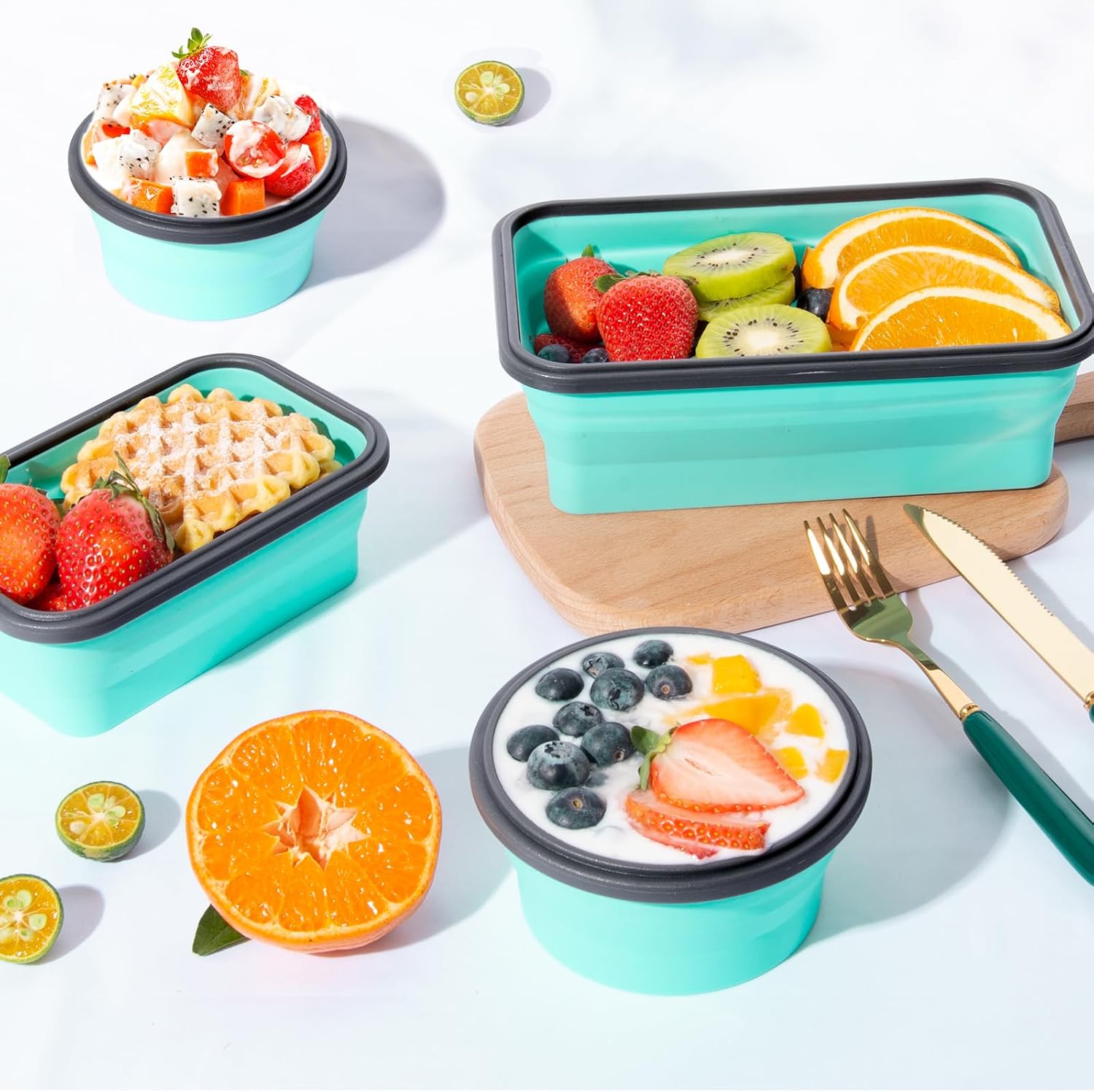 8 Pack Collapsible Food Storage Containers With Lids, Collapsible Storage Contai... 5 8 Pack Collapsible Food Storage Containers With Lids, Collapsible Storage Contai... - Image 5