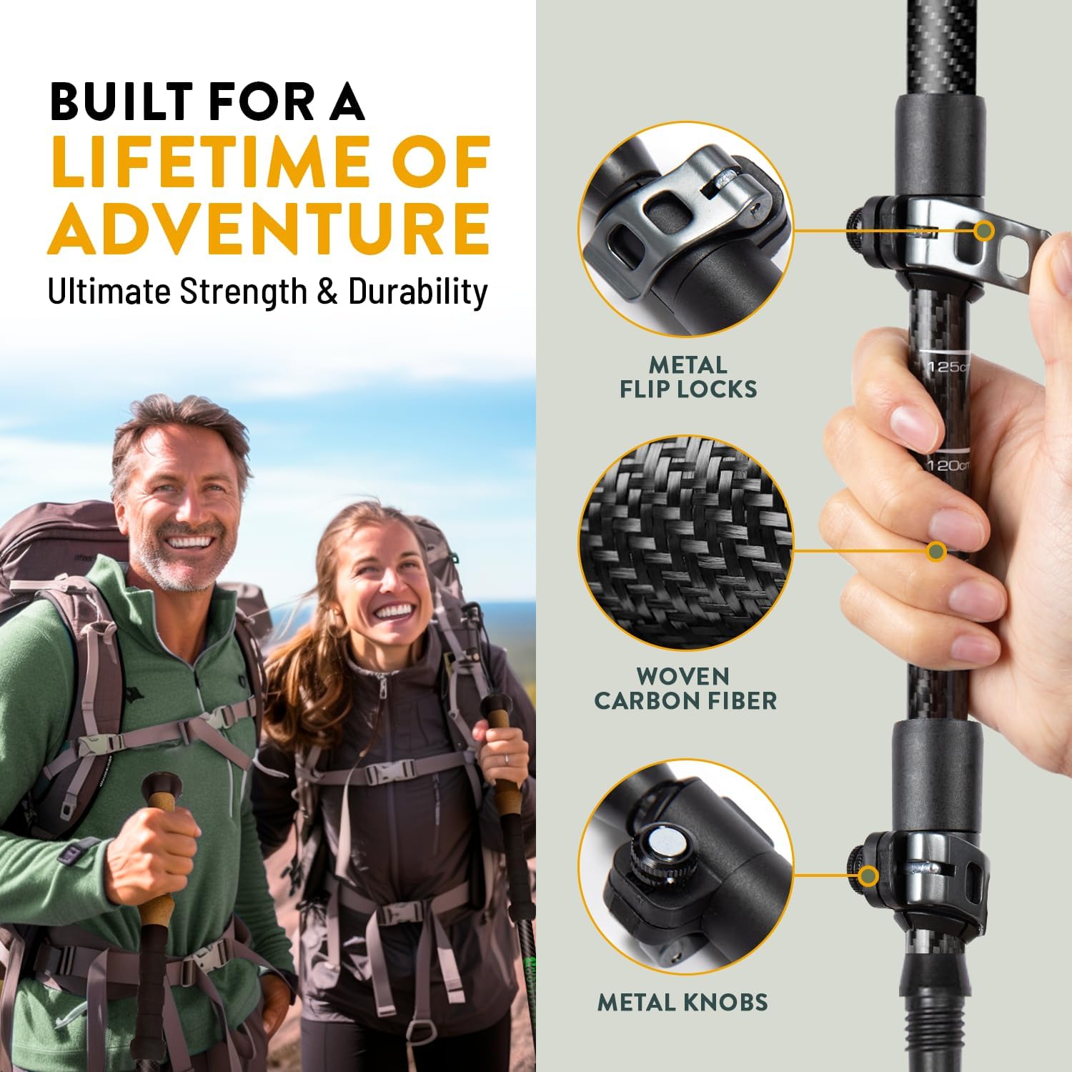 100% Carbon Fiber Trekking Poles by USA Brand - Ultra Strong Lightweight Collaps... 4 100% Carbon Fiber Trekking Poles by USA Brand - Ultra Strong Lightweight Collaps... - Image 4