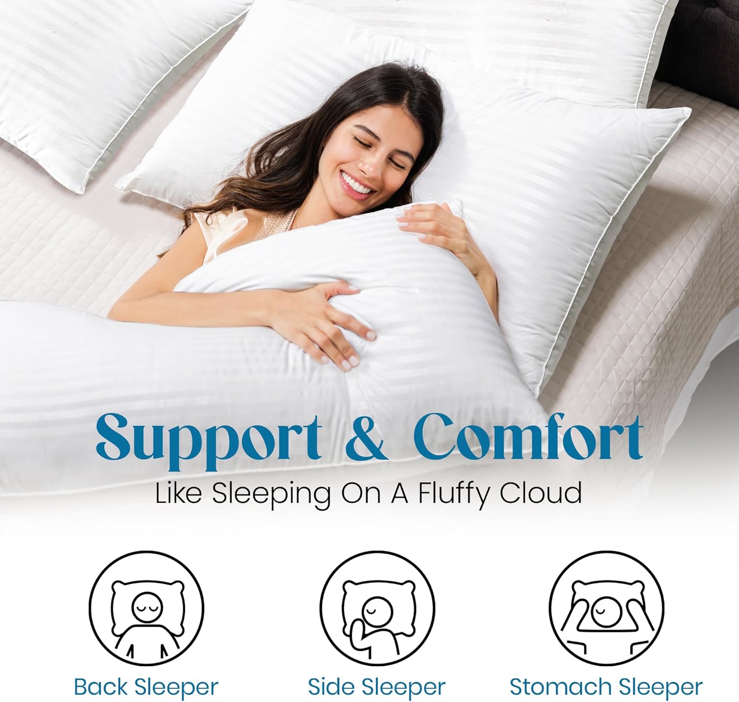 Queen Size Pillows Set of 2 Down Alternative – Soft & Fluffy Queen Pillows with ... 5 Queen Size Pillows Set of 2 Down Alternative – Soft & Fluffy Queen Pillows with ... - Image 5