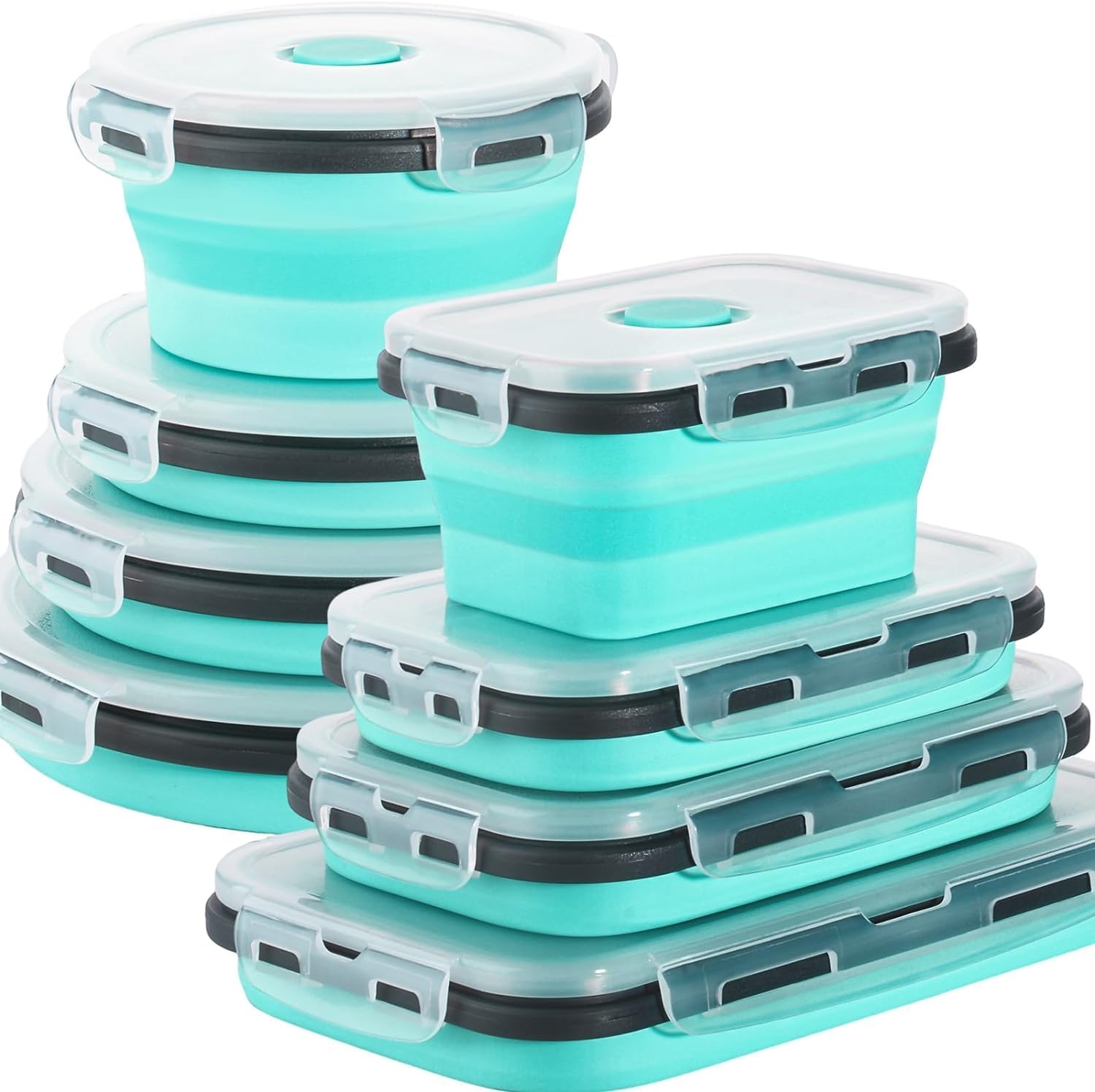 8 Pack Collapsible Food Storage Containers With Lids, Collapsible Storage Contai... 2 8 Pack Collapsible Food Storage Containers With Lids, Collapsible Storage Contai... - Image 2