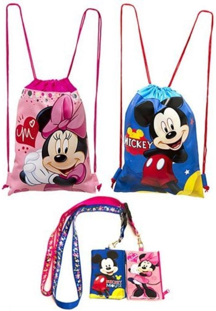 Disney Mickey and Minnie Mouse Drawstring Backpack Plus Lanyards with Detachable... 2 Disney Mickey and Minnie Mouse Drawstring Backpack Plus Lanyards with Detachable... - Image 2