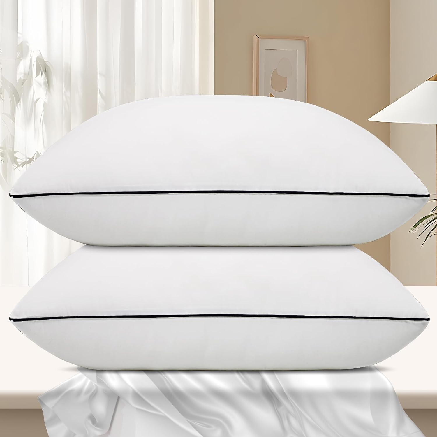 Hotel Collection Bed Pillows for Sleeping 2 Pack Queen Size Cooling Pillows Set ... 2 Hotel Collection Bed Pillows for Sleeping 2 Pack Queen Size Cooling Pillows Set ... - Image 2