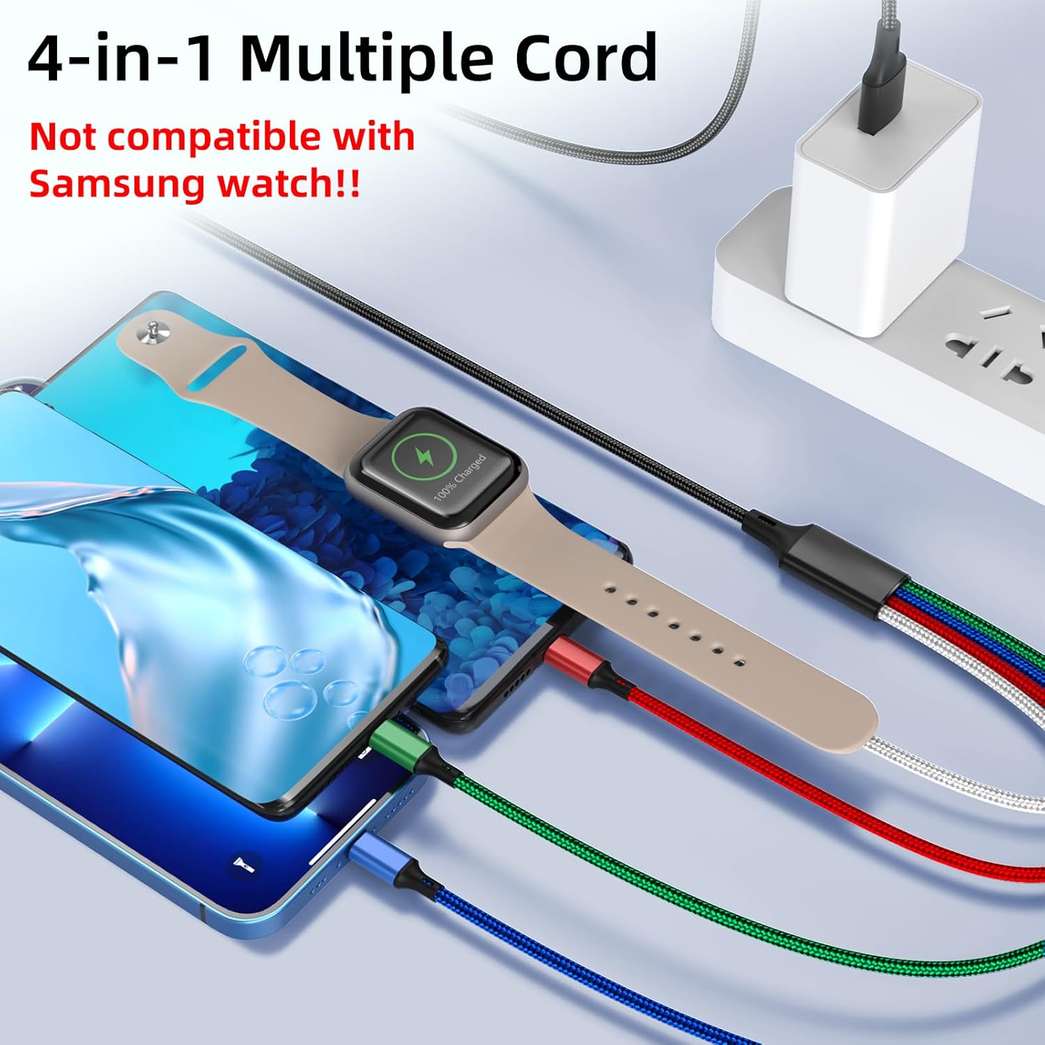 Travel 4 in 1 iWatch & iPhone Charger,Multi Charging Cable for Apple Watch Charg... 2 Travel 4 in 1 iWatch & iPhone Charger,Multi Charging Cable for Apple Watch Charg... - Image 2