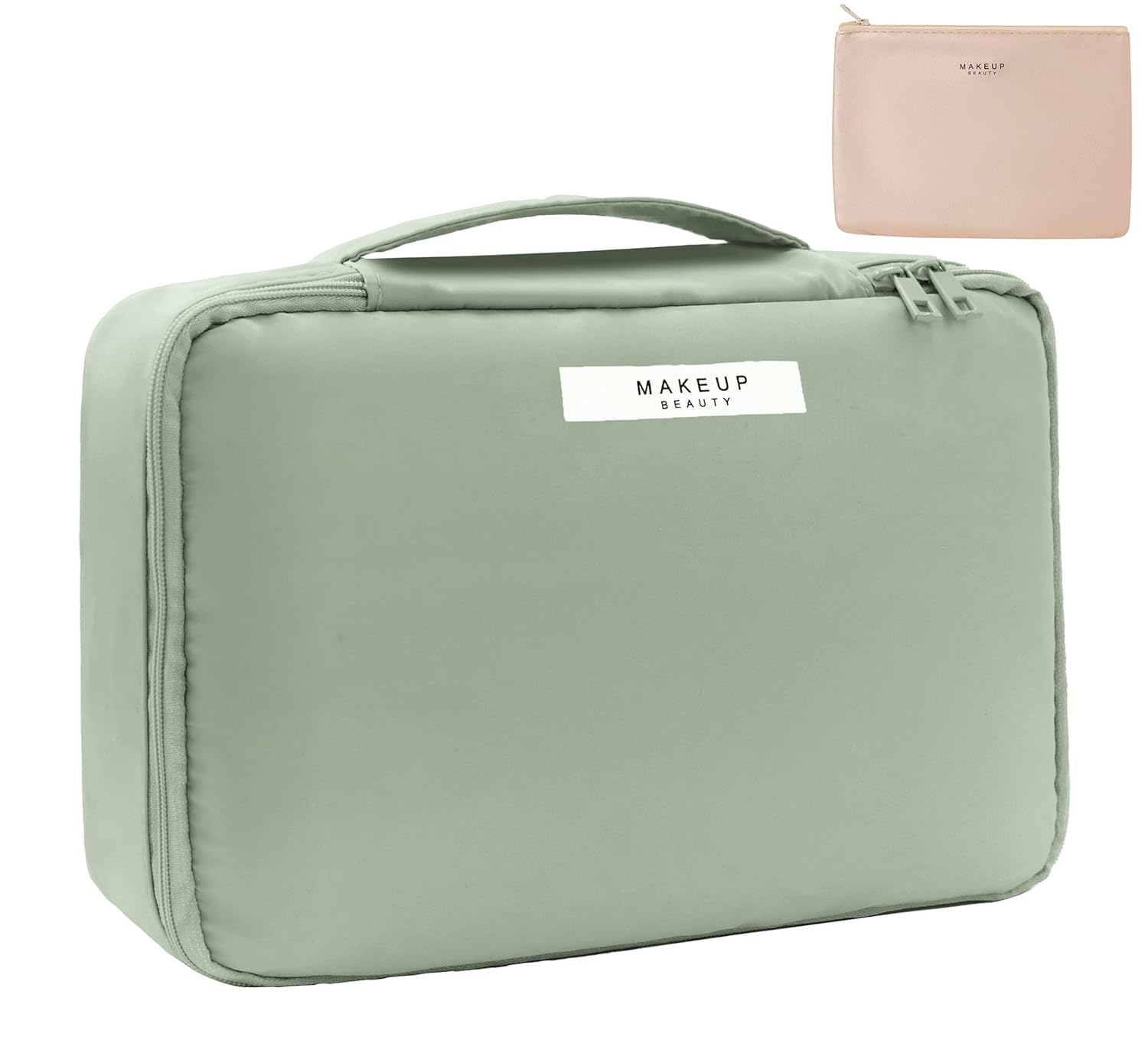 Travel Makeup Bag Cosmetic Bag Makeup Bag Toiletry bag for women and men (Green) 2 Travel Makeup Bag Cosmetic Bag Makeup Bag Toiletry bag for women and men (Green) - Image 2