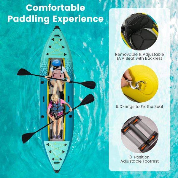 GYMAX Inflatable Kayak, 12.5Ft 507lbs Tandem Kayak with 2 Aluminum Paddles, 2 Pa... - Image 5