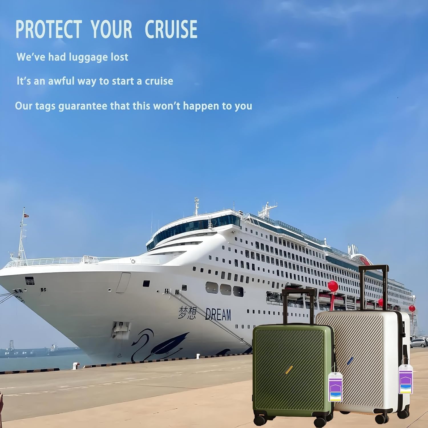 4 Piece 7.5"× 3.3" Luggage Tags for Suitcases, Cruise Ship Essentials, Cruise Lu... 6 4 Piece 7.5"× 3.3" Luggage Tags for Suitcases, Cruise Ship Essentials, Cruise Lu... - Image 6