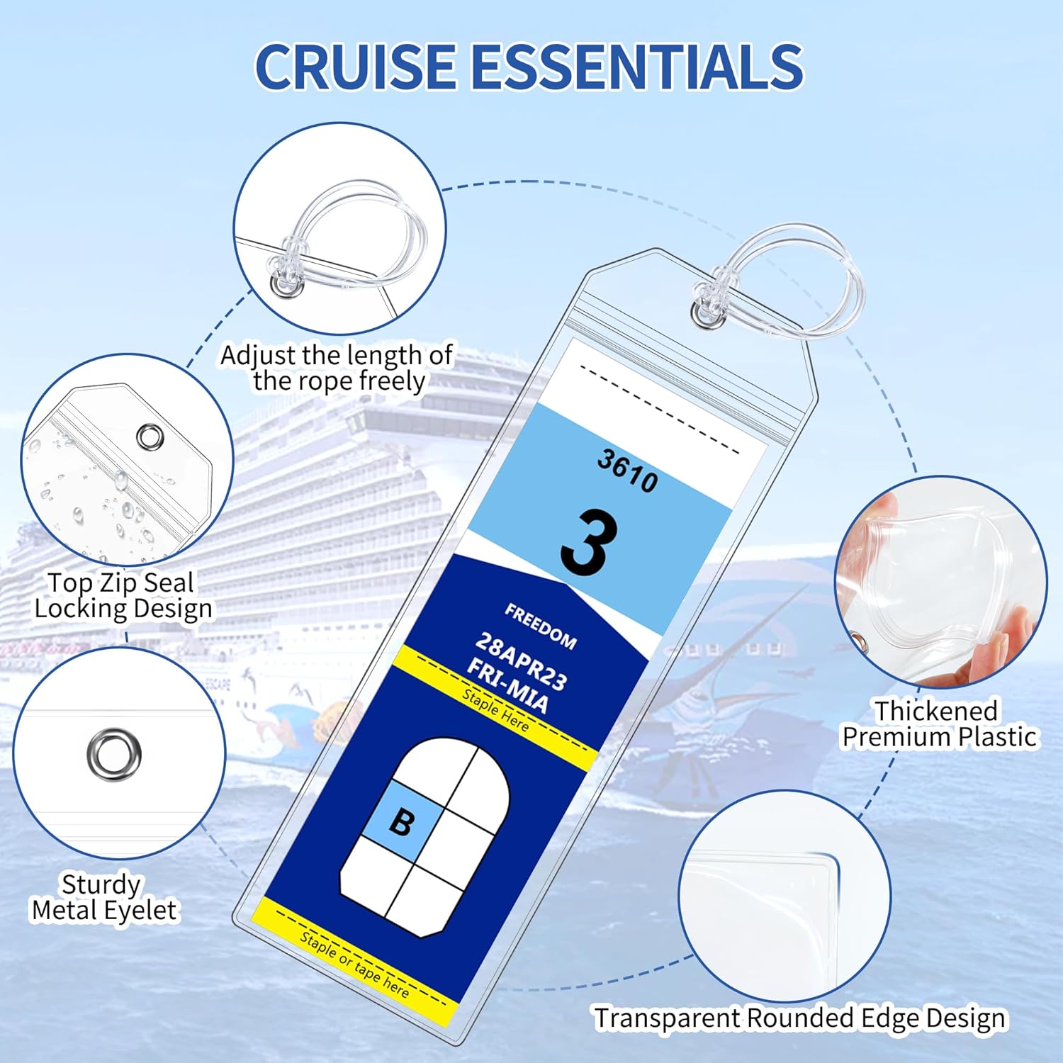 8 Pack Cruise Luggage Tag Holder, Cruise Essentials 2025 for NCL, Princess, Carn... 6 8 Pack Cruise Luggage Tag Holder, Cruise Essentials 2025 for NCL, Princess, Carn... - Image 6