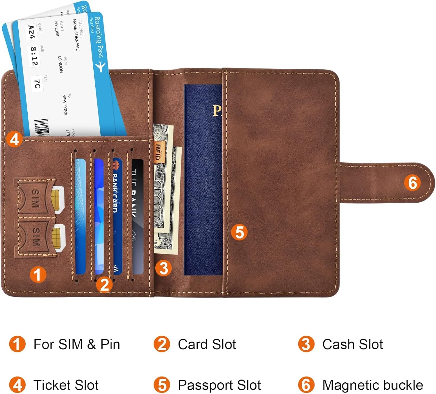 Eoehro Passport Holder for Travel Essentials, Passport Wallet Cover Case for Tra... 4 Eoehro Passport Holder for Travel Essentials, Passport Wallet Cover Case for Tra... - Image 4