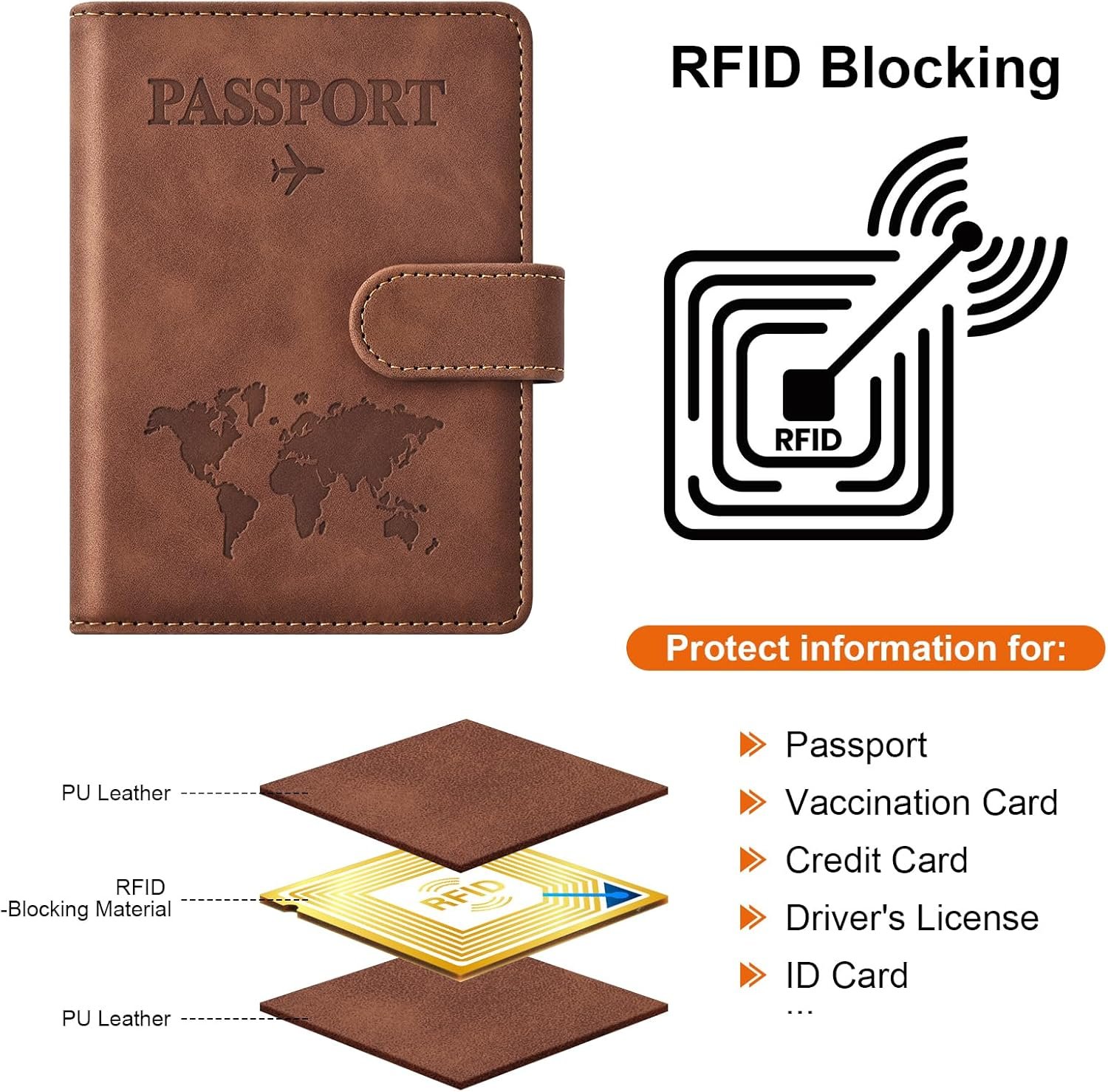 Eoehro Passport Holder for Travel Essentials, Passport Wallet Cover Case for Tra... 5 Eoehro Passport Holder for Travel Essentials, Passport Wallet Cover Case for Tra... - Image 5