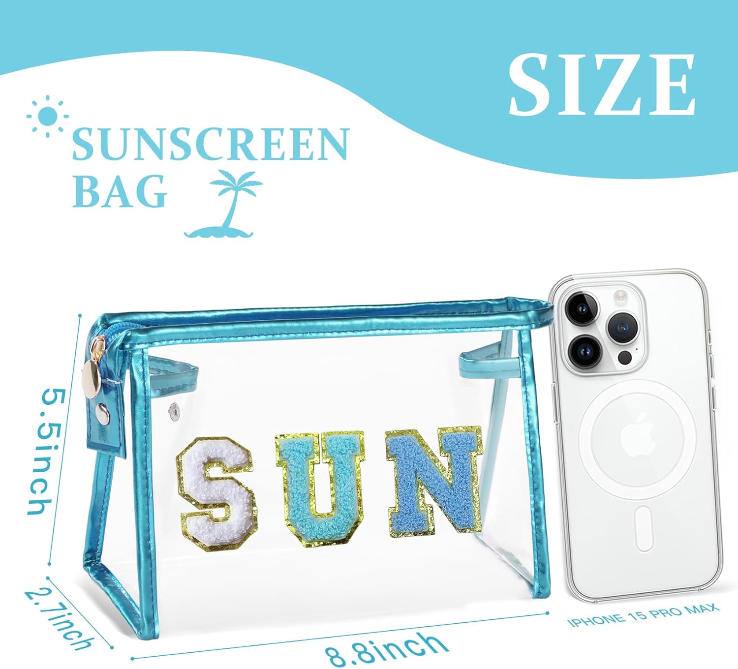 COSHAYSOO Clear Makeup Bag Sunscreen Pouch Beach Vacation Essentials Waterproof ... 3 COSHAYSOO Clear Makeup Bag Sunscreen Pouch Beach Vacation Essentials Waterproof ... - Image 3