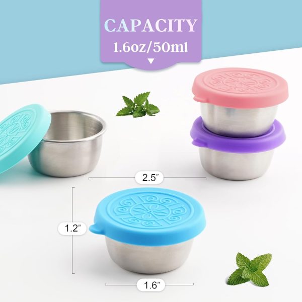6x1.6 Oz Salad Dressing Containers With Lids, Small Leakproof Reusable Stainless... - Image 3