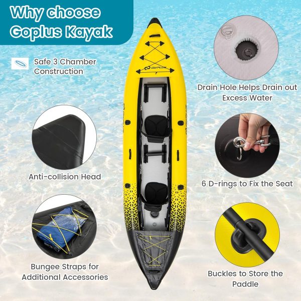 Goplus Inflatable Kayak, 2-Person Kayak Set for Adults with 507 LBS Weight Capac... - Image 5