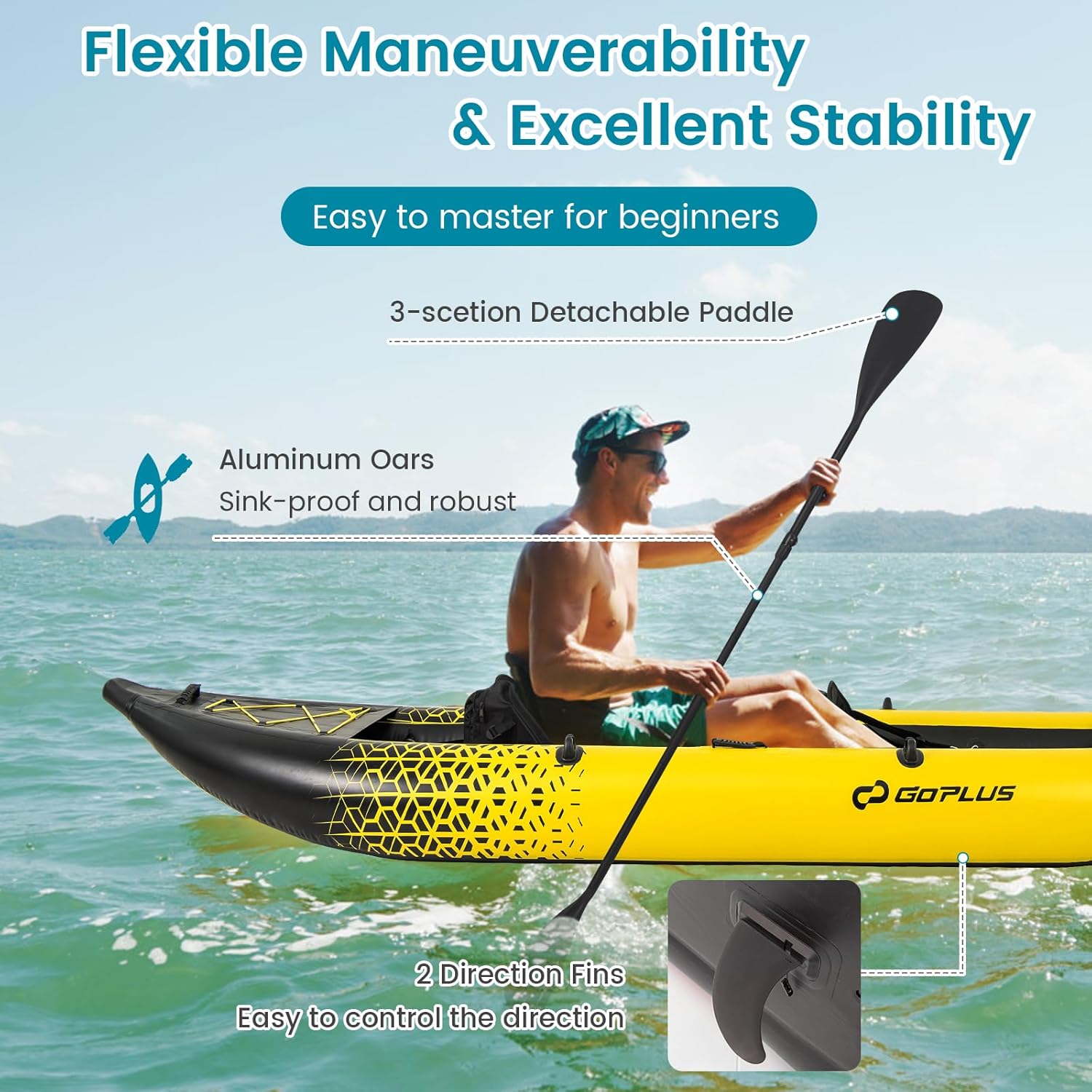 Goplus Inflatable Kayak, 2-Person Kayak Set for Adults with 507 LBS Weight Capac... 6 Goplus Inflatable Kayak, 2-Person Kayak Set for Adults with 507 LBS Weight Capac... - Image 6