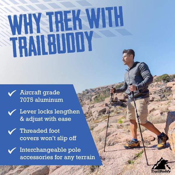 TrailBuddy Trekking Poles - Lightweight, Collapsible Hiking Poles for Snowshoe &... - Image 3