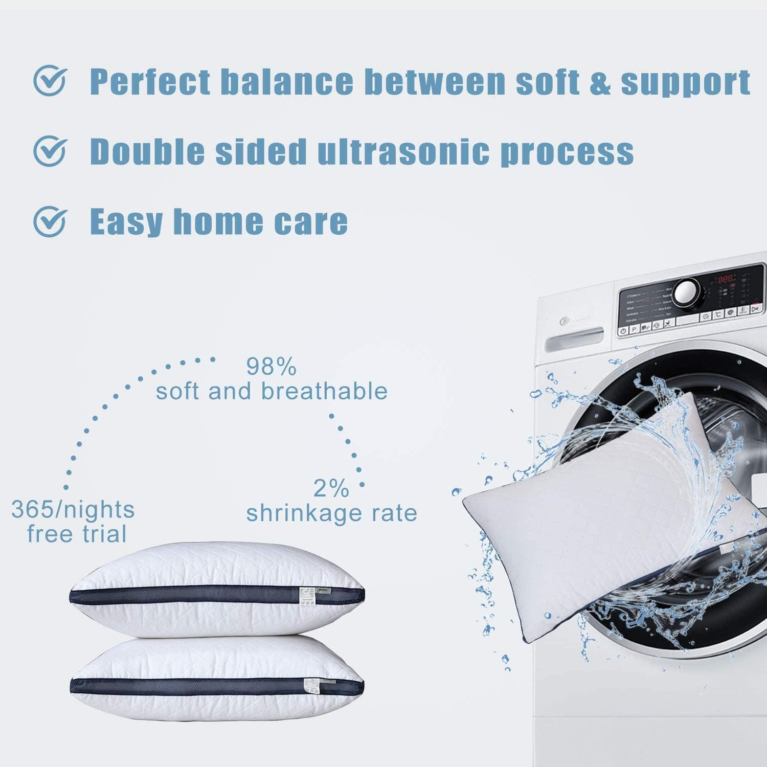 Meoflaw Pillows for Sleeping (2-Pack), Luxury Hotel Pillows Queen Size Set of 2,... 6 Meoflaw Pillows for Sleeping (2-Pack), Luxury Hotel Pillows Queen Size Set of 2,... - Image 6