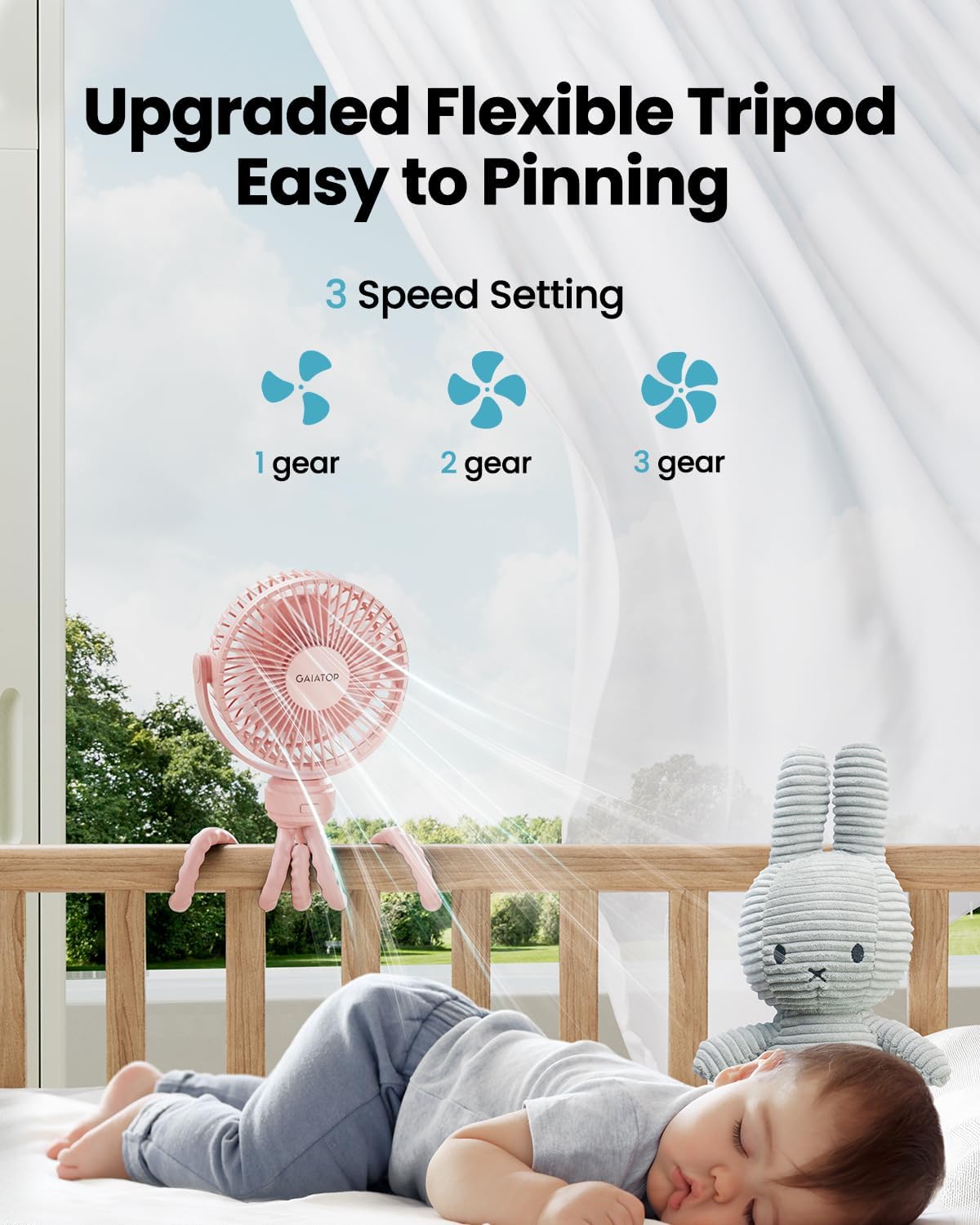 Gaiatop Mini Portable Stroller Fan, Battery Operated Small Clip on Fan, Detachab... 4 Gaiatop Mini Portable Stroller Fan, Battery Operated Small Clip on Fan, Detachab... - Image 4