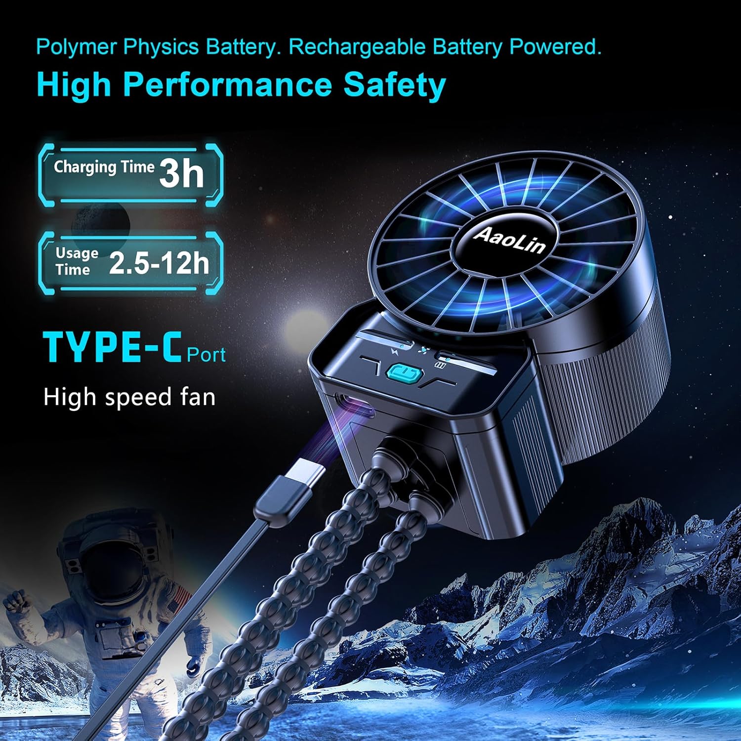 2 Pack Multifunctional Portable Stroller Fan 4 Speed 6600rpm High Speed Usb Rech... 5 2 Pack Multifunctional Portable Stroller Fan 4 Speed 6600rpm High Speed Usb Rech... - Image 5