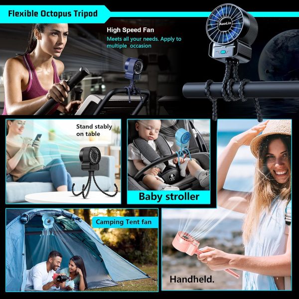 2 Pack Multifunctional Portable Stroller Fan 4 Speed 6600rpm High Speed Usb Rech... - Image 7