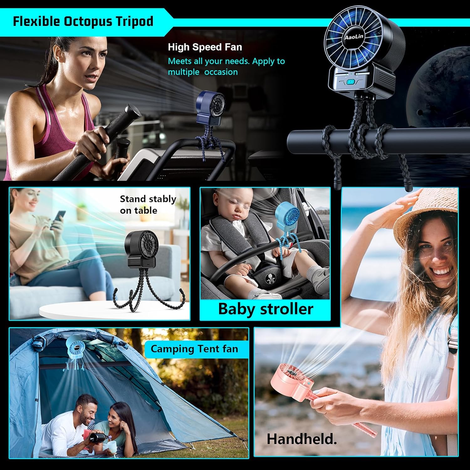 2 Pack Multifunctional Portable Stroller Fan 4 Speed 6600rpm High Speed Usb Rech... 7 2 Pack Multifunctional Portable Stroller Fan 4 Speed 6600rpm High Speed Usb Rech... - Image 7