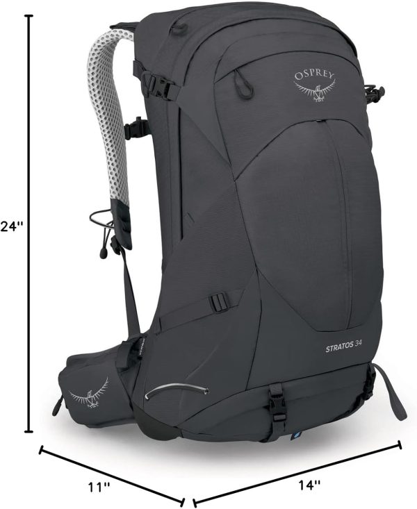 Osprey Stratos 34L Men's Hiking Backpack, Tunnel Vision Grey - Image 4