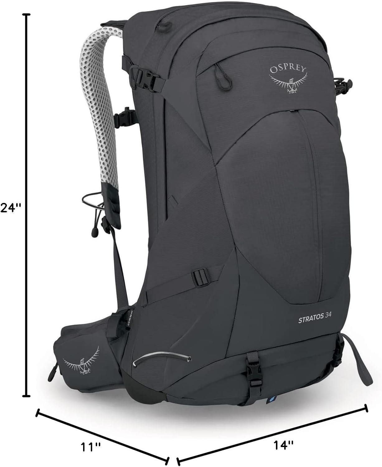 Osprey Stratos 34L Men's Hiking Backpack, Tunnel Vision Grey 4 Osprey Stratos 34L Men's Hiking Backpack, Tunnel Vision Grey - Image 4