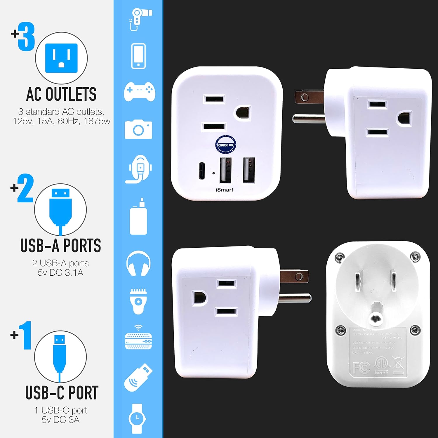 Cruise Approved Power Strip Non Surge Protector for Cruise Ship Multi Plug, 6 Ou... 4 Cruise Approved Power Strip Non Surge Protector for Cruise Ship Multi Plug, 6 Ou... - Image 4