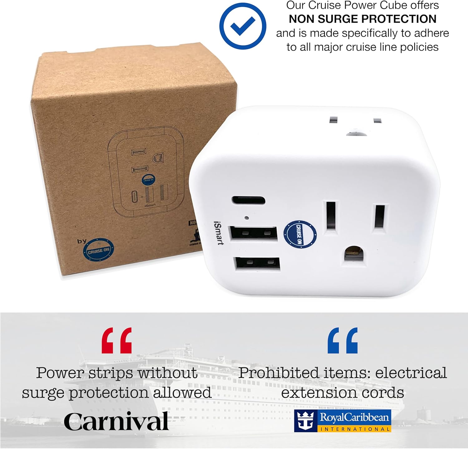 Cruise Approved Power Strip Non Surge Protector for Cruise Ship Multi Plug, 6 Ou... 7 Cruise Approved Power Strip Non Surge Protector for Cruise Ship Multi Plug, 6 Ou... - Image 7