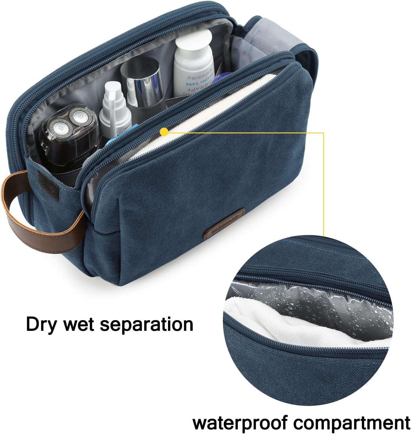 BAGSMART Toiletry Bag for Men, Canvas Travel Toiletry Organizer Dopp Kit Water-r... 4 BAGSMART Toiletry Bag for Men, Canvas Travel Toiletry Organizer Dopp Kit Water-r... - Image 4