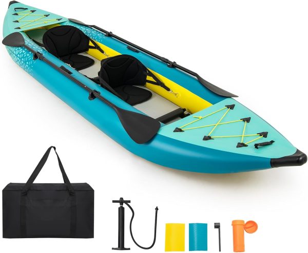 GYMAX Inflatable Kayak, 12.5Ft 507lbs Tandem Kayak with 2 Aluminum Paddles, 2 Pa... - Image 2