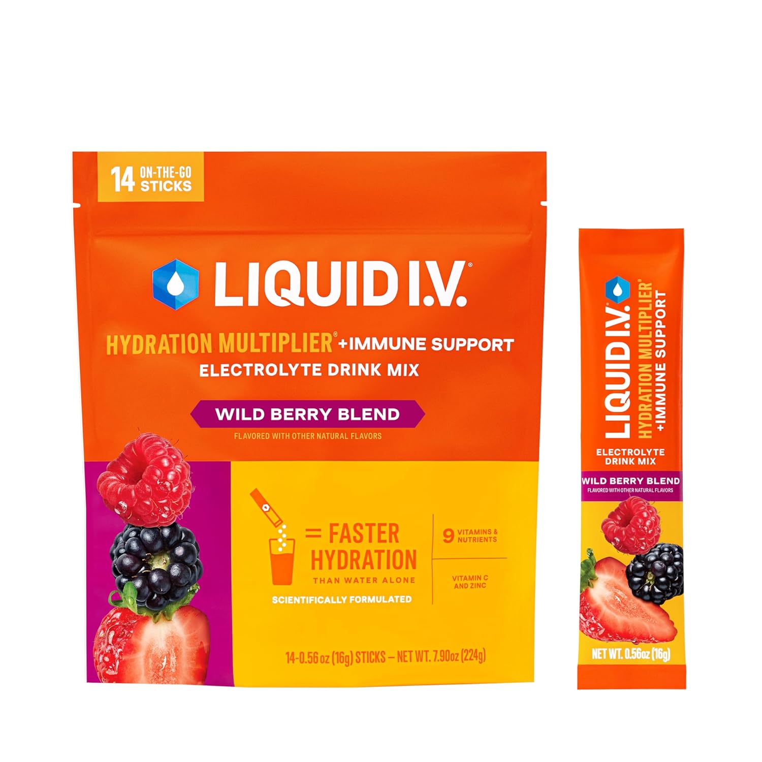 Liquid I.V.® Hydration Multiplier +Immune Support - Wild Berry Blend | Electroly... 2 Liquid I.V.® Hydration Multiplier +Immune Support - Wild Berry Blend | Electroly... - Image 2
