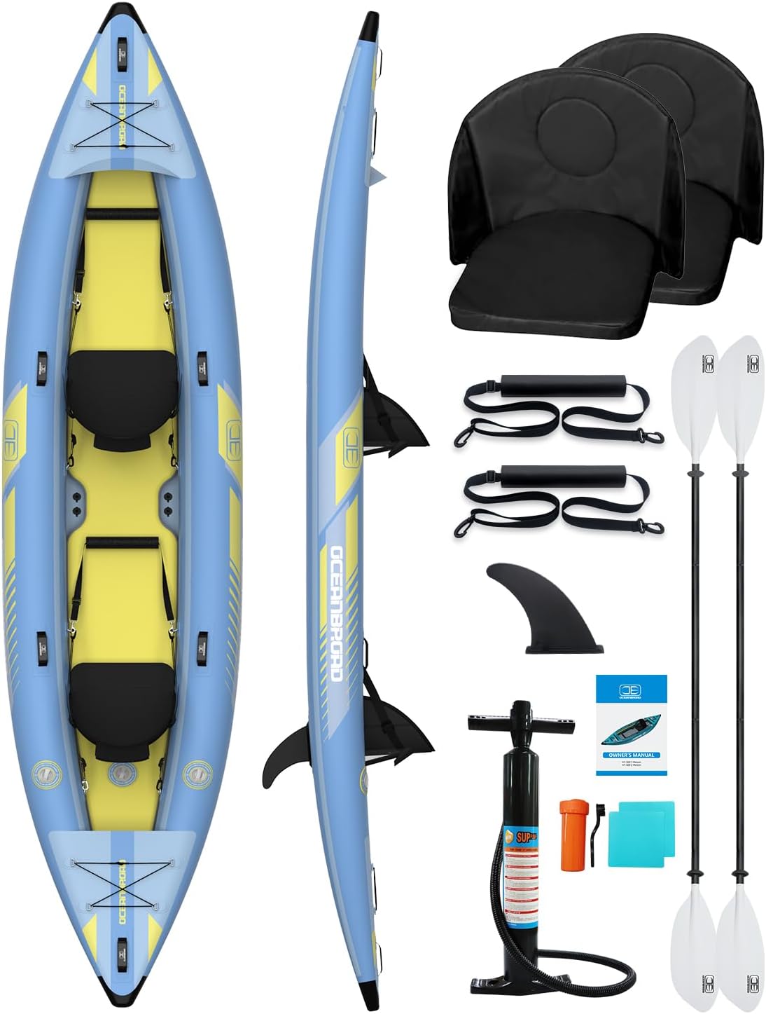 OCEANBROAD Inflatable Sit-in Kayak, with Paddle, Kayak Seat, Pedal, Hand Pump an... 2 OCEANBROAD Inflatable Sit-in Kayak, with Paddle, Kayak Seat, Pedal, Hand Pump an... - Image 2