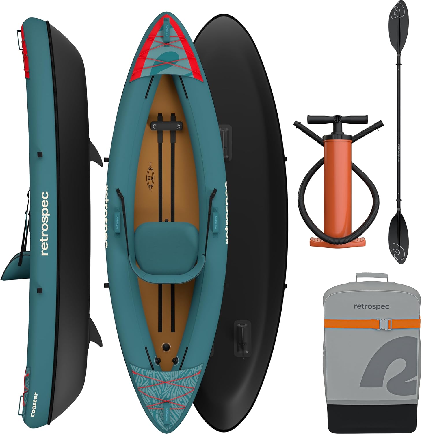 Retrospec Coaster Single & Tandem Inflatable Kayak 2 Retrospec Coaster Single & Tandem Inflatable Kayak - Image 2