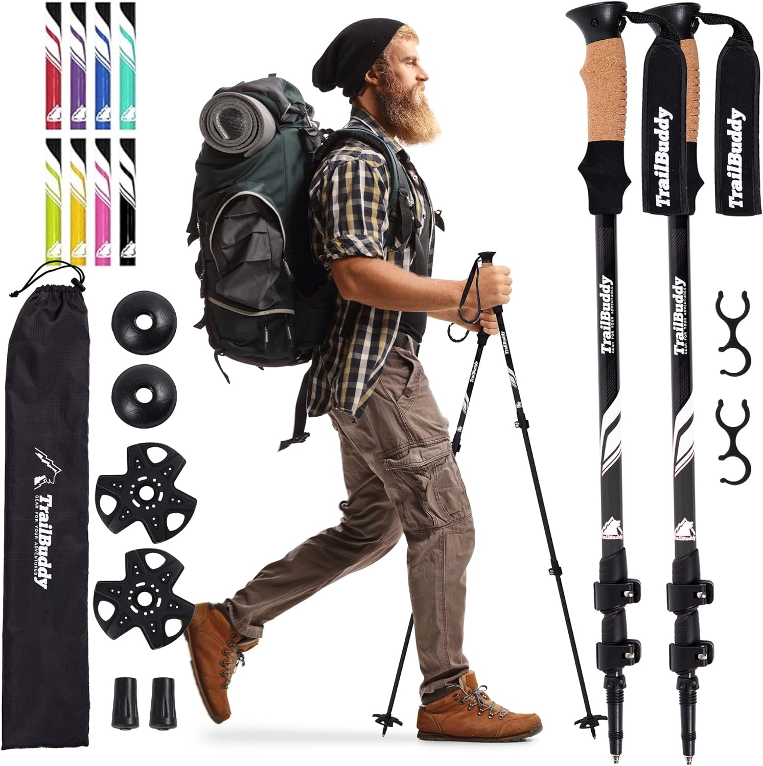 TrailBuddy Trekking Poles - Lightweight, Collapsible Hiking Poles for Snowshoe &... 2 TrailBuddy Trekking Poles - Lightweight, Collapsible Hiking Poles for Snowshoe &... - Image 2