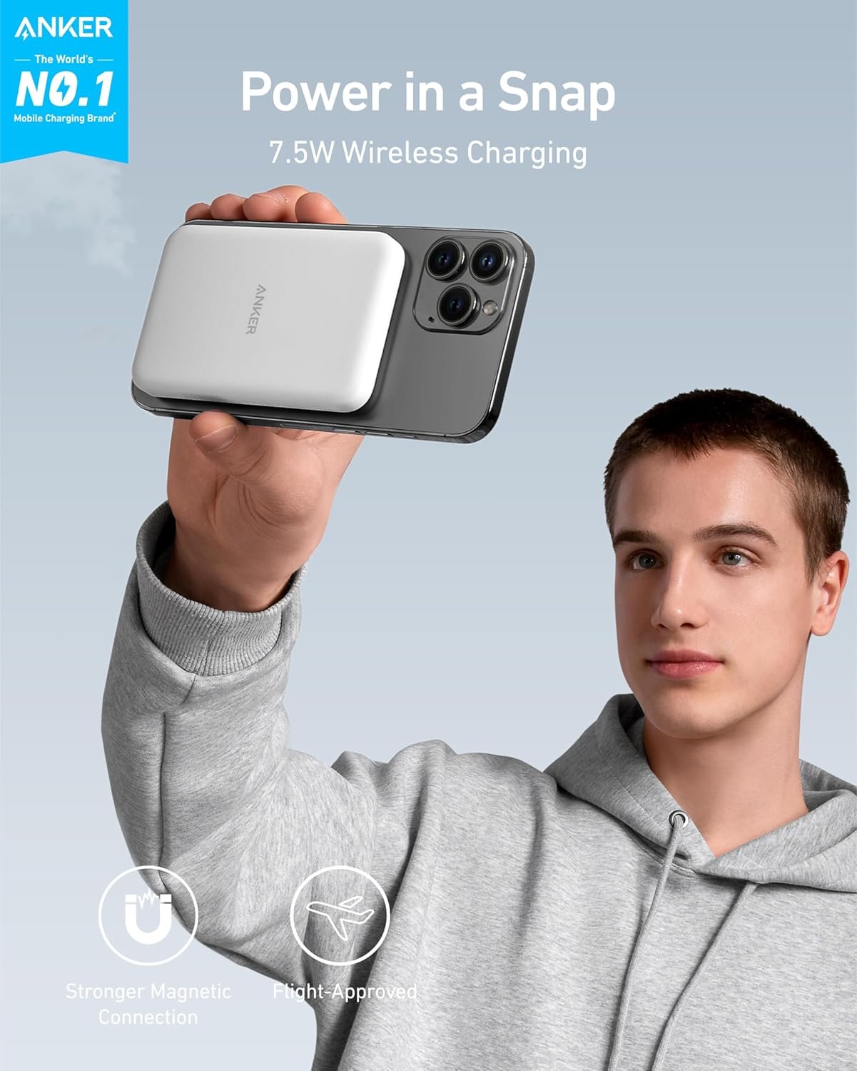 Anker 621 Magnetic Portable Charger (MagGo), 5,000mAh Wireless Power Bank with U... 3 Anker 621 Magnetic Portable Charger (MagGo), 5,000mAh Wireless Power Bank with U... - Image 3
