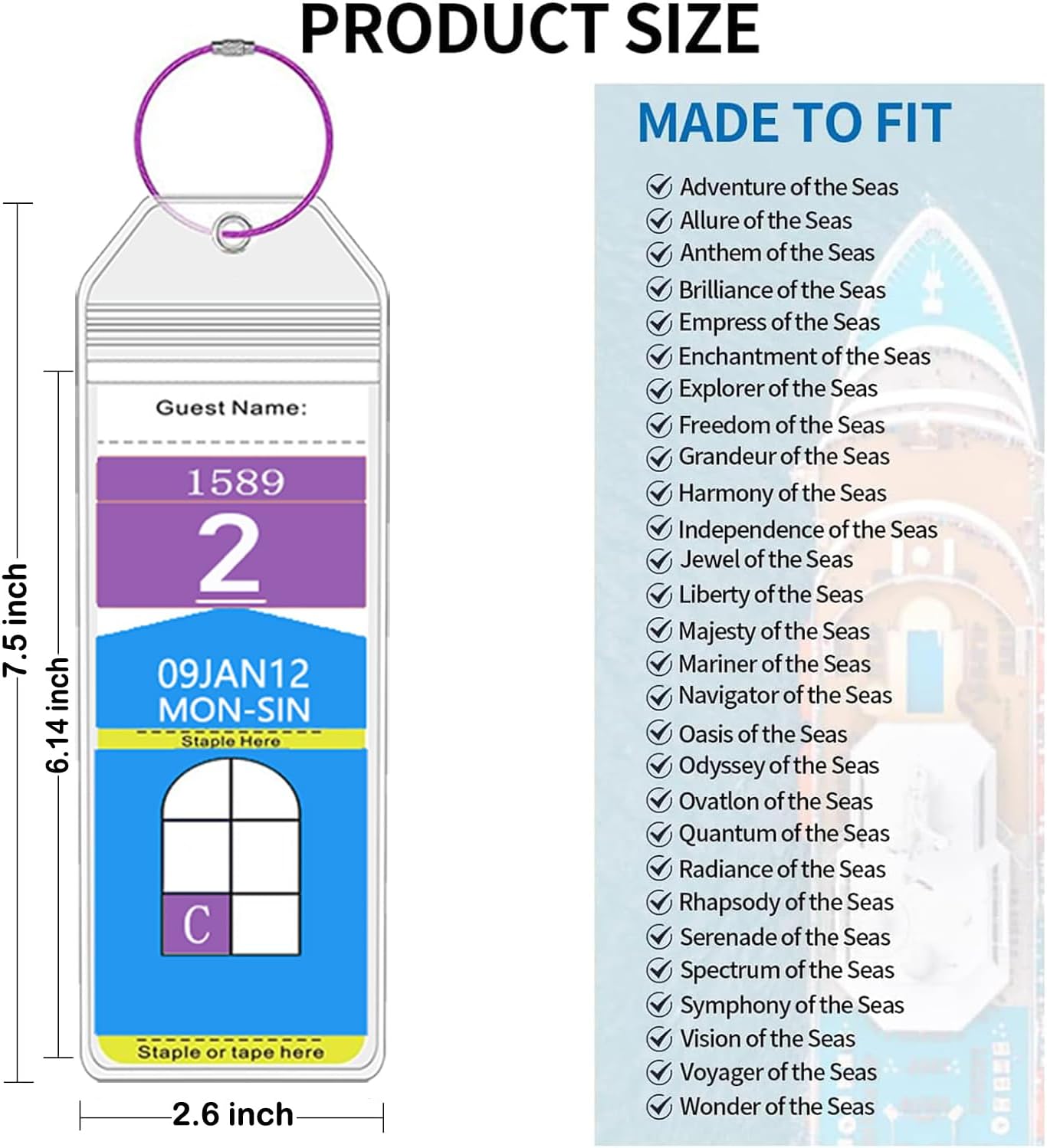 5 Pack Cruise Luggage Tags for Royal Caribbean Ships and Celebrity, Clear Tags C... 3 5 Pack Cruise Luggage Tags for Royal Caribbean Ships and Celebrity, Clear Tags C... - Image 3