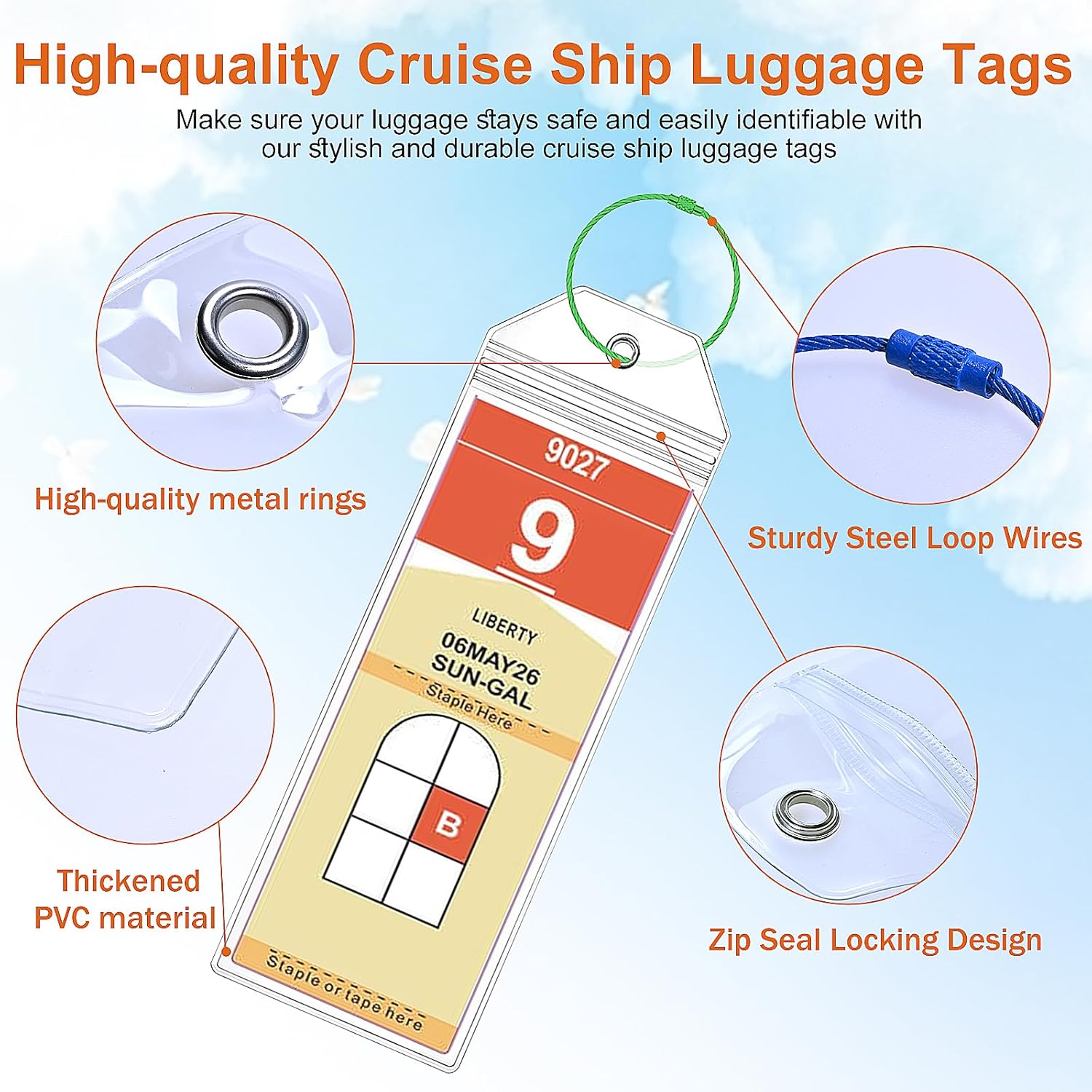 Royal Caribbean Luggage Tag Holders – 8 Pack Zip Seal Clear Cruise Holders with ... 3 Royal Caribbean Luggage Tag Holders – 8 Pack Zip Seal Clear Cruise Holders with ... - Image 3