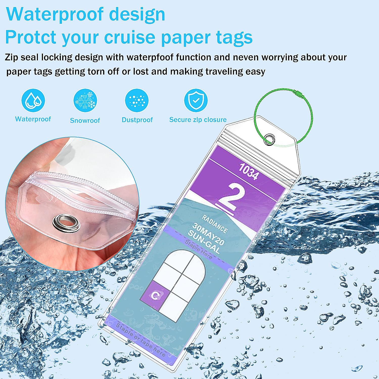 Royal Caribbean Luggage Tag Holders – 8 Pack Zip Seal Clear Cruise Holders with ... 4 Royal Caribbean Luggage Tag Holders – 8 Pack Zip Seal Clear Cruise Holders with ... - Image 5