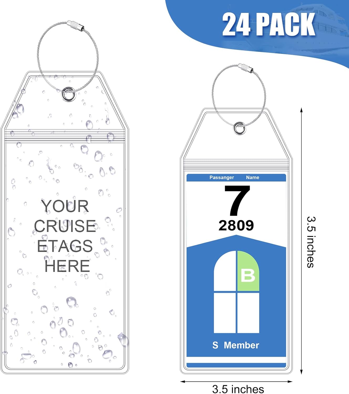 Woanger 24 Pack Cruise Luggage Tags Holder for 2025 Cruise Ship Essentials Water... 3 Woanger 24 Pack Cruise Luggage Tags Holder for 2025 Cruise Ship Essentials Water... - Image 3